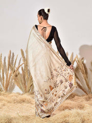 Beige Tussar Saree