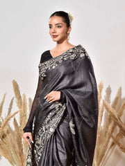 Black Tussar Saree