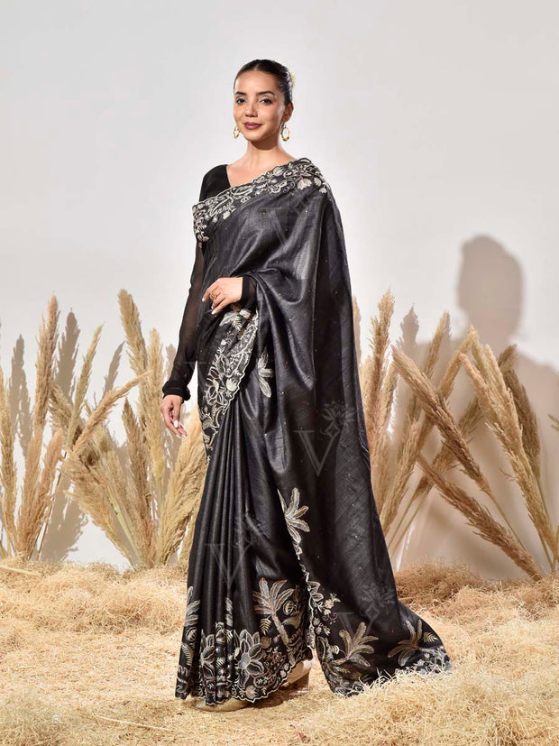 Black Tussar Saree
