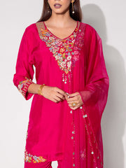 Pink Embroidered Kurta and Sharara Set