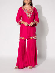 Pink Embroidered Kurta and Sharara Set