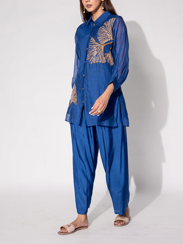 Blue Embroidered Co-ord Set