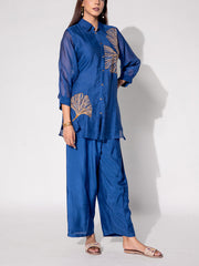 Blue Embroidered Co-ord Set