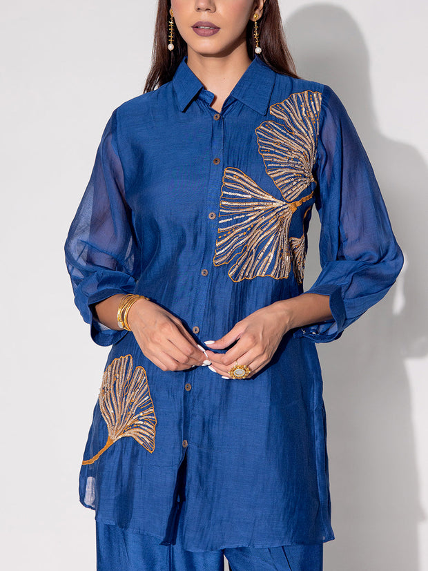 Blue Embroidered Co-ord Set