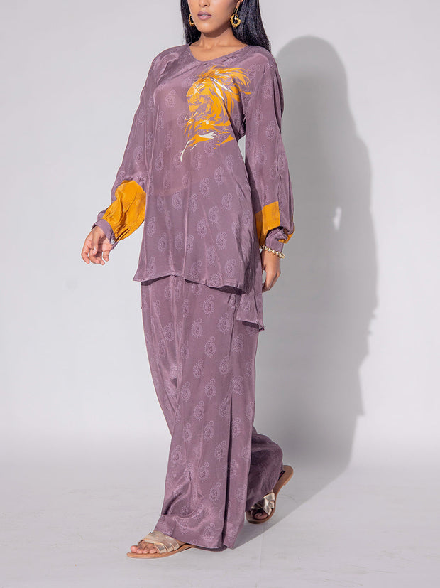 Brown Crepe Silk Printed Co-ord Set