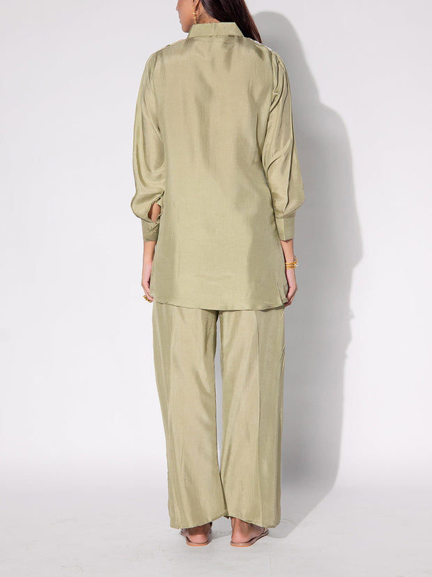 Sage Green Embroidered Top and Pant Set