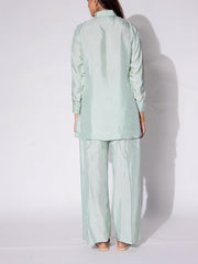 Green Embroidered Top and Pant Set