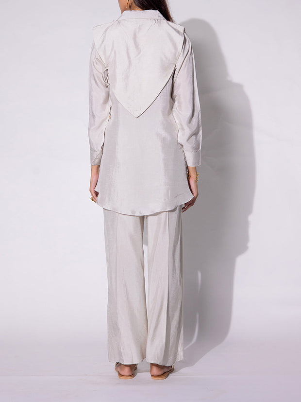 Light Grey Embroidered Top and Pant Set