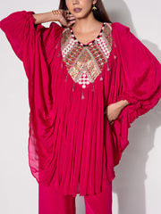 Pink Embroidered Cape and Palazzo Set