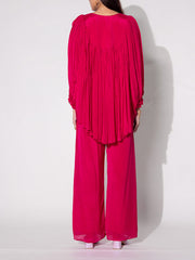 Pink Embroidered Cape and Palazzo Set