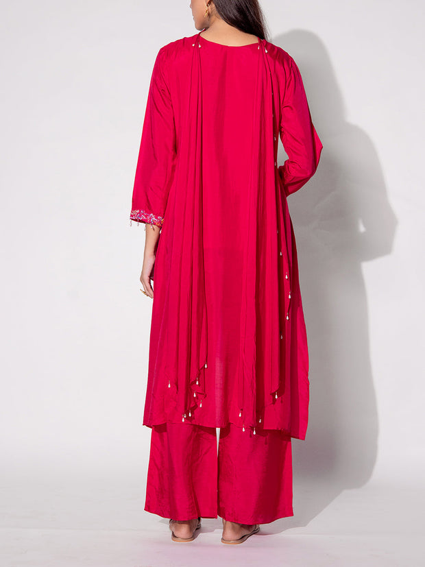 Rani Pink Embroidered Silk Suit Set