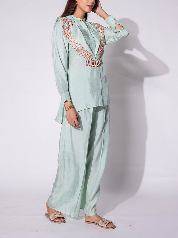 Blue Silk Co-Ord Set