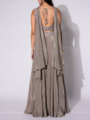 Brown Silk Skirt Set