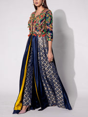 Blue Silk Jaket Set