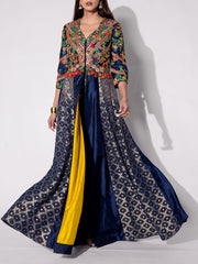 Blue Silk Jaket Set