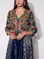 Blue Silk Jaket Set