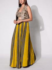 Yellow And Green Skirt Set