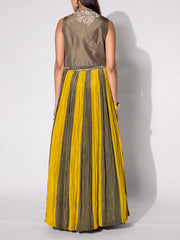 Yellow And Green Skirt Set