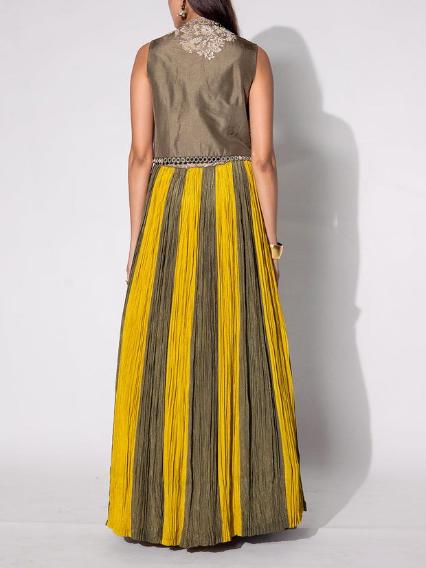 Yellow And Green Skirt Set