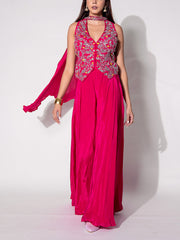 Pink Silk Sharara Set