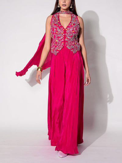 Pink Silk Sharara Set