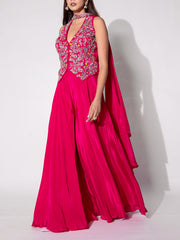 Pink Silk Sharara Set