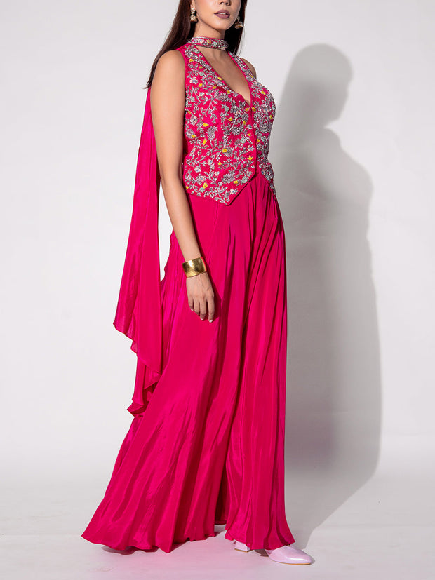 Pink Silk Sharara Set