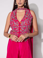 Pink Silk Sharara Set