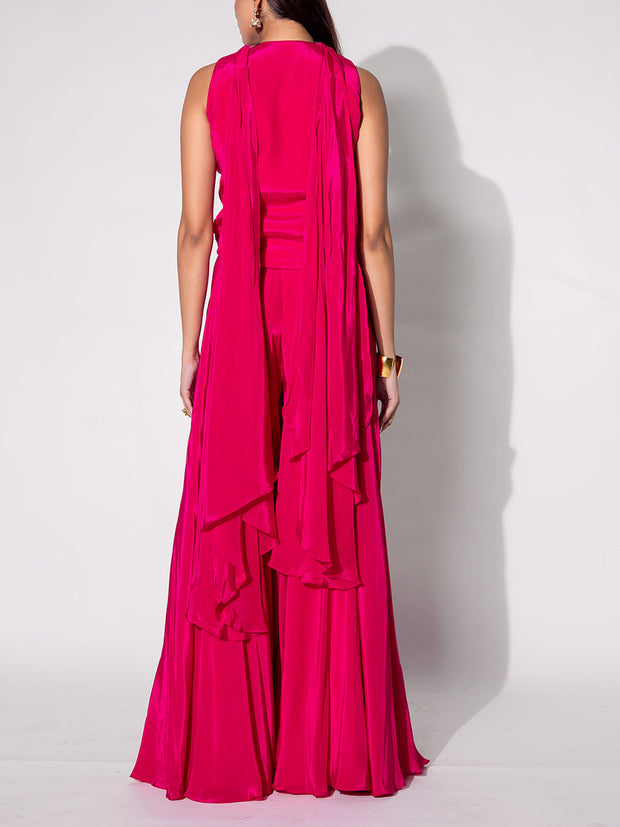 Pink Silk Sharara Set