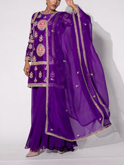 Purple Silk Sharara Set
