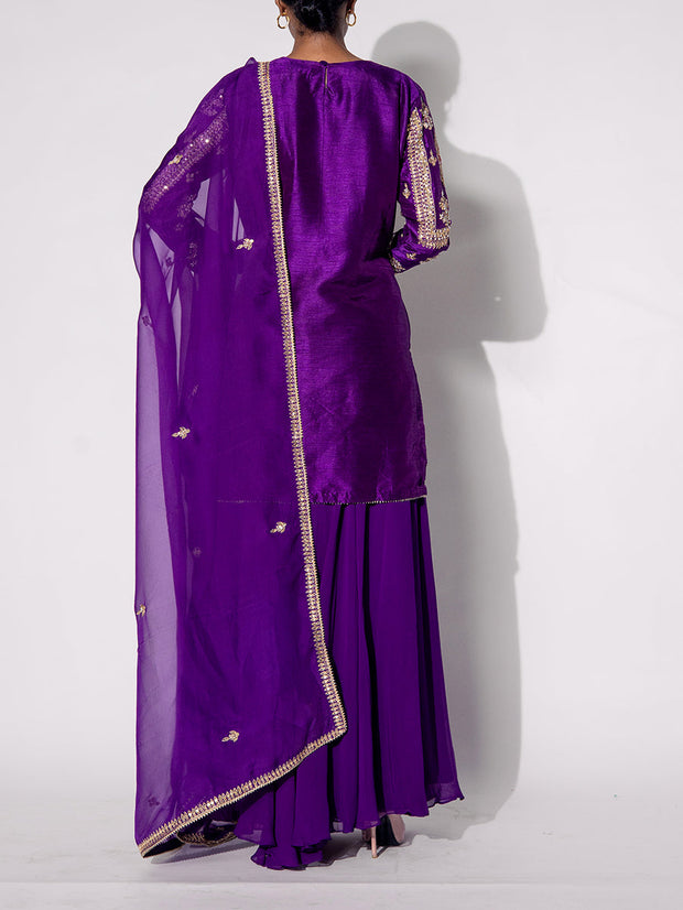Purple Silk Sharara Set