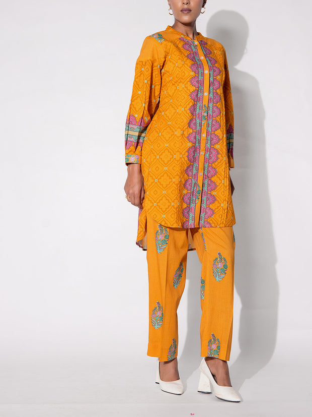 Mustard  Vasansi Silk Printed Co-ord Set