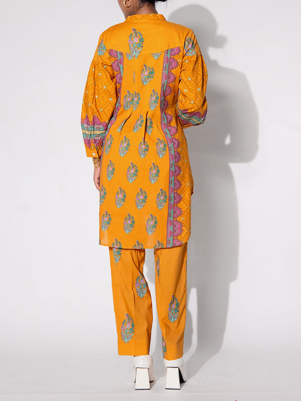 Mustard  Vasansi Silk Printed Co-ord Set
