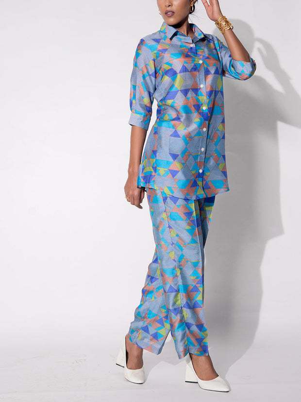 Blue Vasansi Silk Printed Co-ord Set