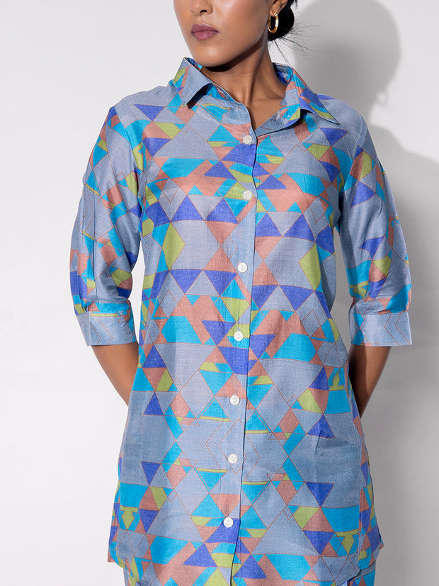 Blue Vasansi Silk Printed Co-ord Set