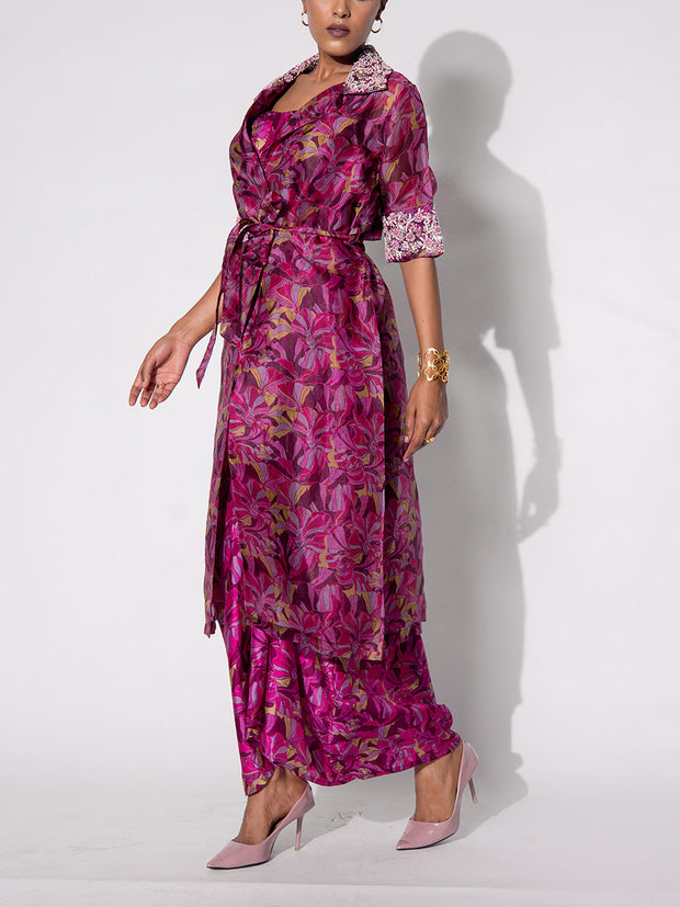 Wine Vasansi Silk Printed Dress