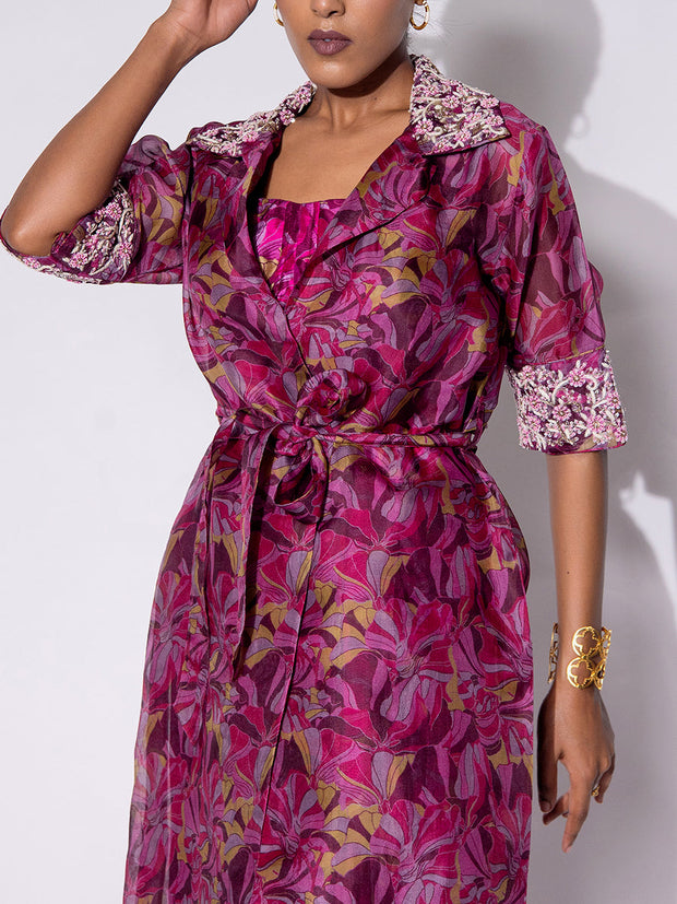 Wine Vasansi Silk Printed Dress