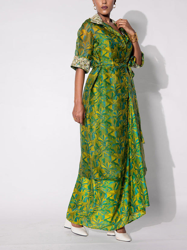 Green Vasansi Silk Printed Dresss