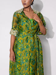 Green Vasansi Silk Printed Dresss