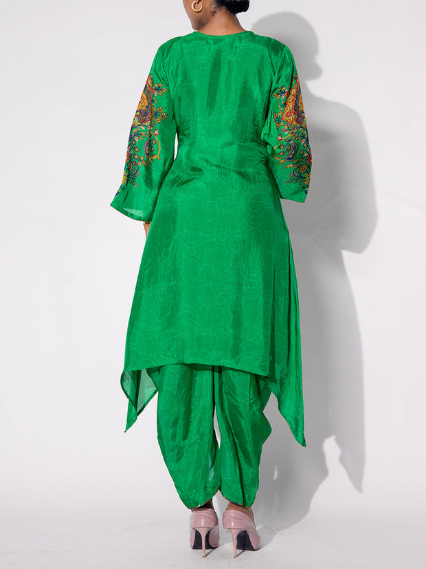Green Vasansi Silk Printed Kurta and Pant Set