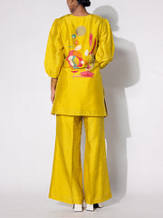 Yellow Embroidered Printed Co-ord Set