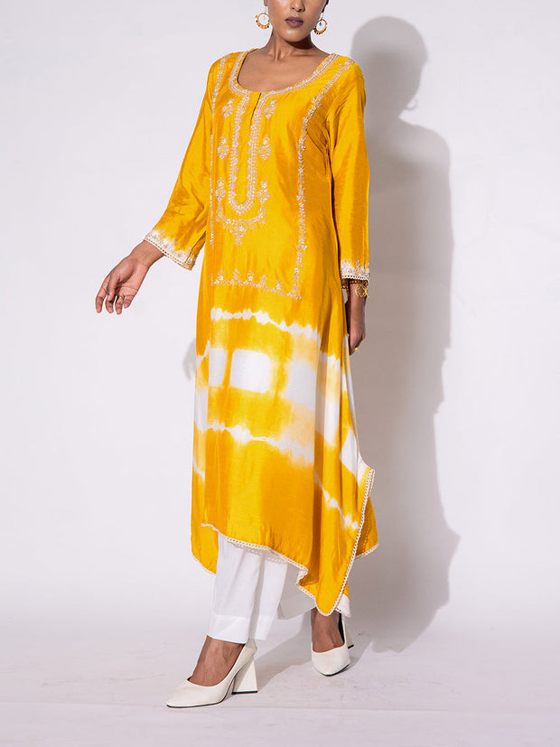 Mustard Silk Kurta and Pant Set