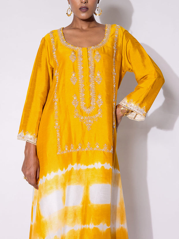 Mustard Silk Kurta and Pant Set