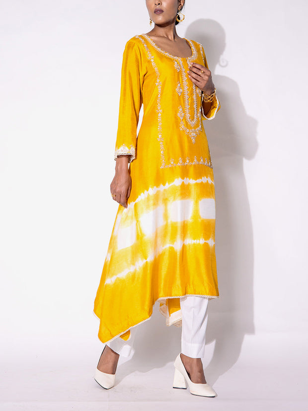 Mustard Silk Kurta and Pant Set