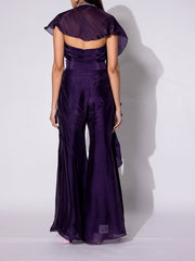 Violet Embroidered Halter Top and Sharara Set