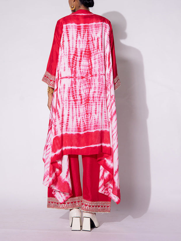 Fuchsia Pink Kurta & Palazzo Set with Cape