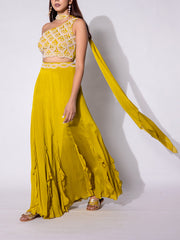 Mehendi Green One shoulder Top and Palazzo Set