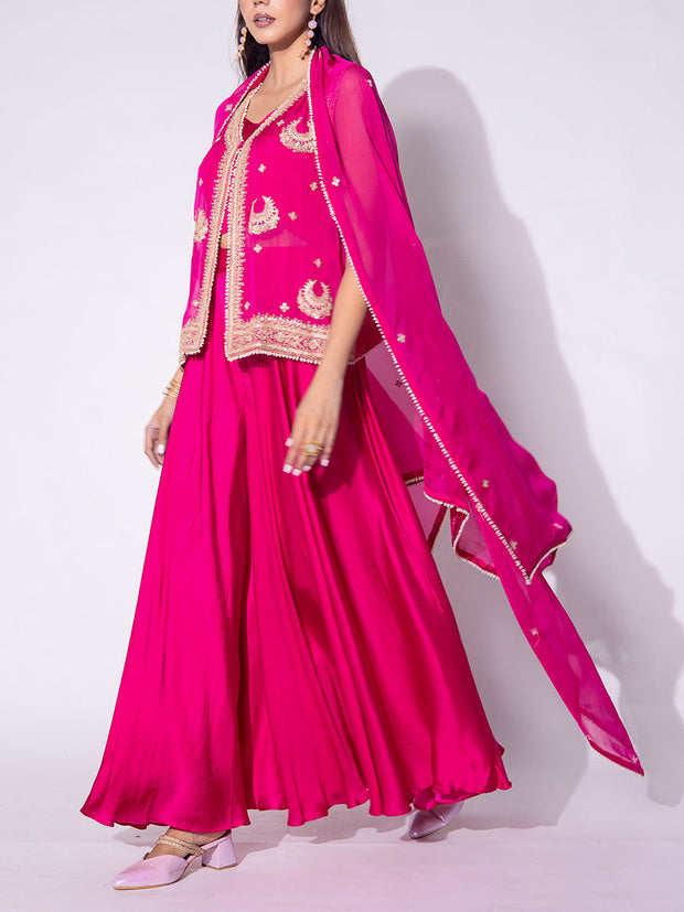 Rani Pink Embroidered Fusion Set