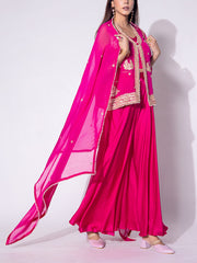 Rani Pink Embroidered Fusion Set