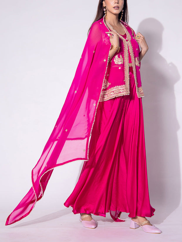 Rani Pink Embroidered Fusion Set